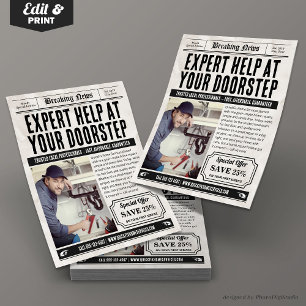 Flyer för nyhetsförmedling, Retro Small Business A