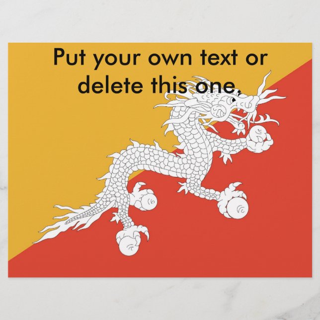 Flyer med Flagga av Bhutan (Framsidan)