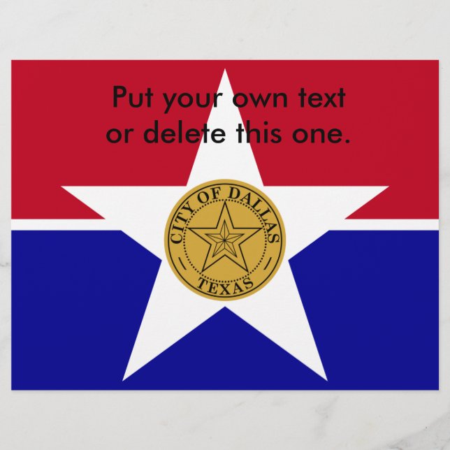 Flyer med Flagga av Dallas, USA (Framsidan)