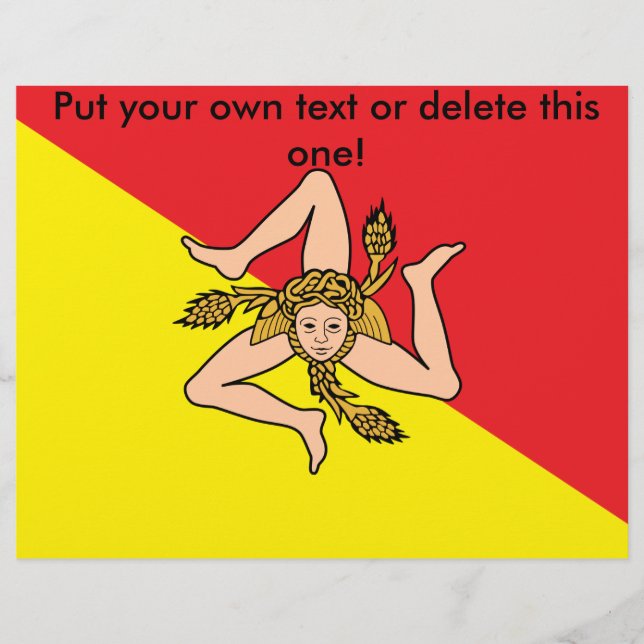 Flyer med Flagga av Sicilien, Italien (Framsidan)