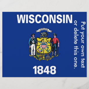 Flyer med Flagga av Wisconsin, USA