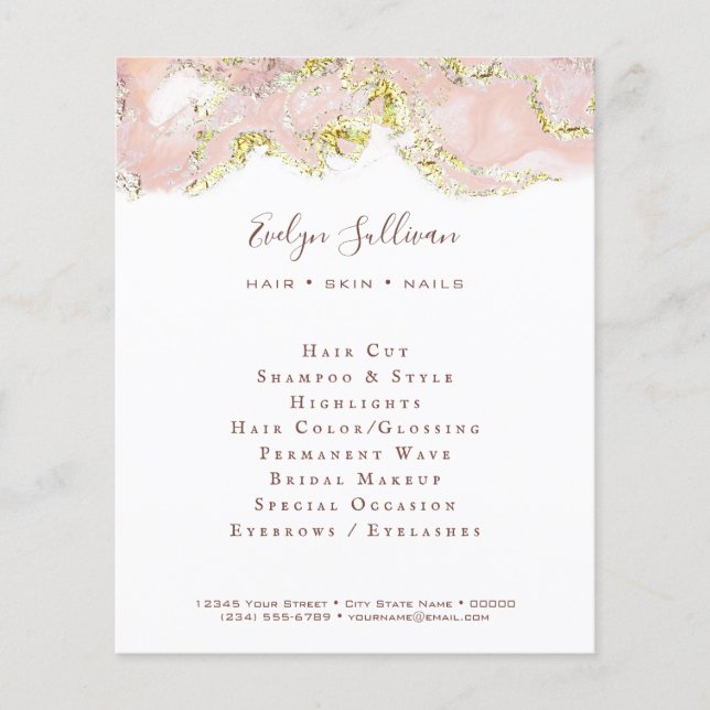 Flyer med rosa marmoreringsdesign (Framsidan)