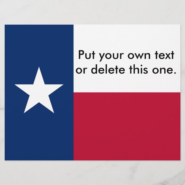 Flyer med Texas Flagga, USA. (Framsidan)