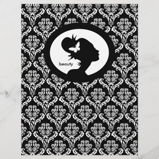 Flyer Salon Butterfly Woman Silhouette Black White (Framsidan)