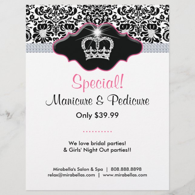 Flyer Salon Flower Damask Jewelry Krona (Baksidan)