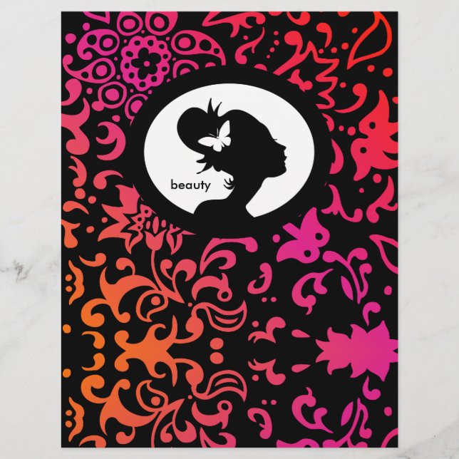 Flyer Salong Fjäril Kvinna Silhuett Färgrik (Framsidan)