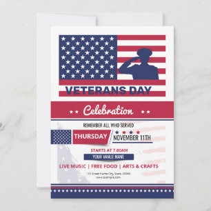 Flyermall för amerikanska veterandagar inbjudningar