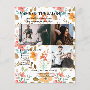 Flyermall för Salon Services-Blommigt Flygblad