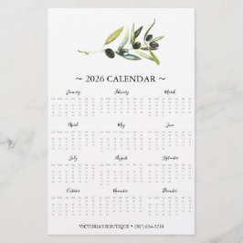 Flyers Botanical Olive Gren 2025-kalender