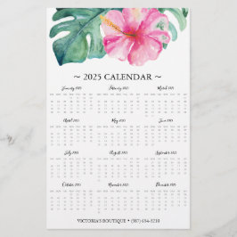Flyers Rosa Tropical Flower 2025 Calendar
