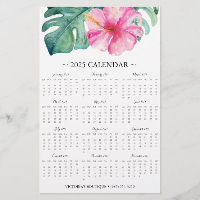Flyers Rosa Tropical Flower 2025 Calendar (Framsidan)