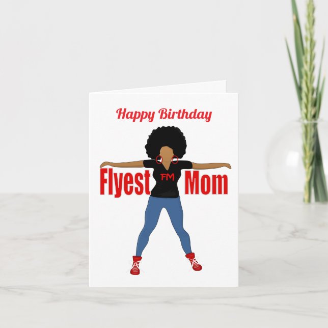 Flyest Mamma Afroamerikansk Födelsedagskort Kort (Framsida)
