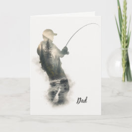 "Flyfisherman Double Exposure" Julkort Kort