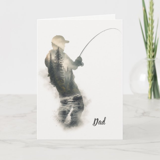 "Flyfisherman Double Exposure" Julkort Kort (Framsida)