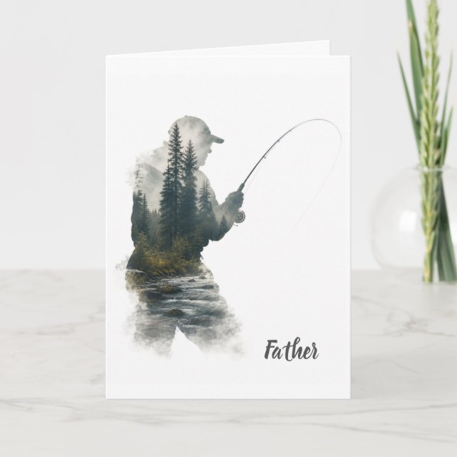 "Flyfisherman Double Exposure" Julkort Kort (Framsida)