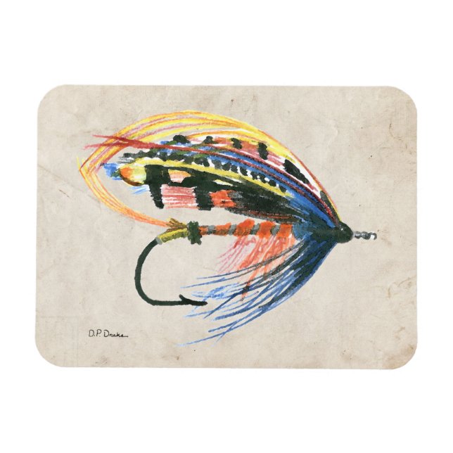 FlyFishing Lure Art Salmon Fly Lure Magnet (Horisontell)