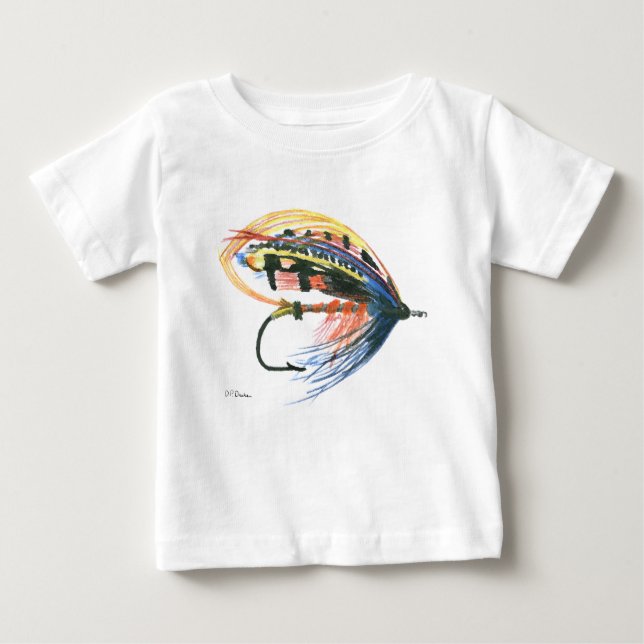 FlyFishing Lure Art Salmon Fly Lure T Shirt (Framsida)