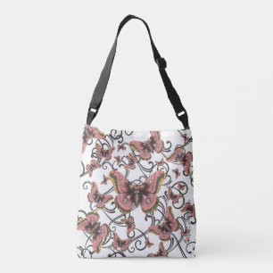 Flyg av den rosa fjärilen Crossbody hänger lös Axelväska