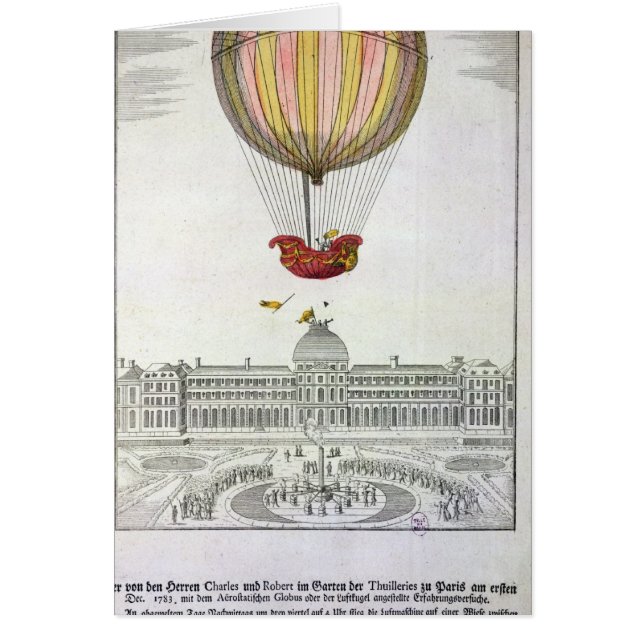Flyg av Jacques Charles och Nicholas Robert Hälsningskort (Framsidan)