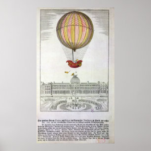 Flyg av Jacques Charles och Nicholas Robert Poster