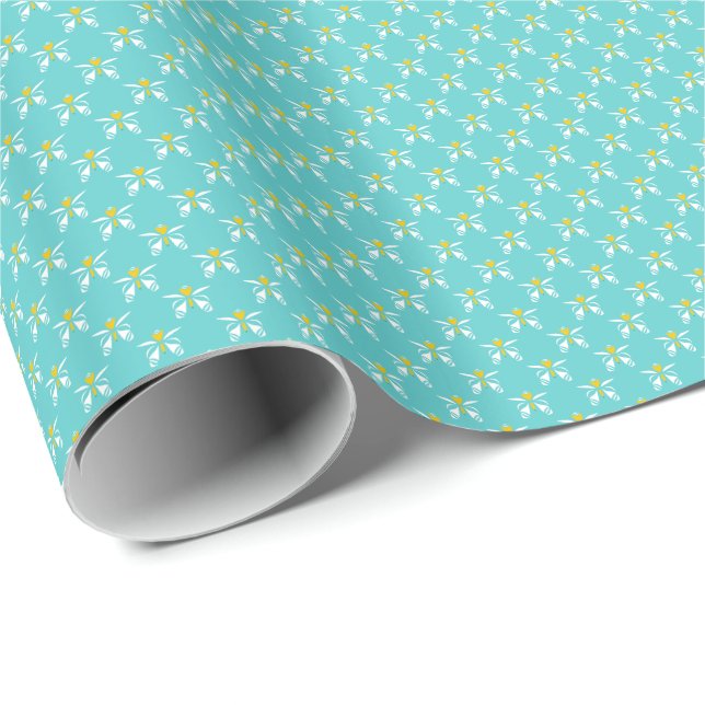 Flyg bort Teal och Guldpresentpapper Presentpapper (Rullad Hörn)
