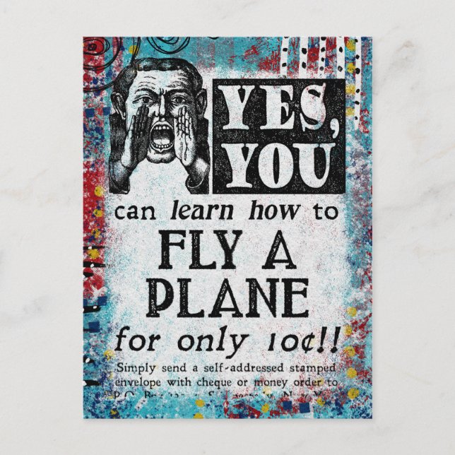 Flyg Ett Plan - Rolig Vintage Annons Vykort (Framsida)