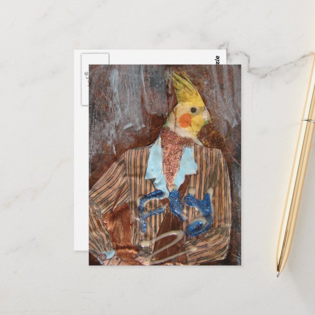 Flyg Fågel Blandad Media Vykort (Fram/Back In Situ)