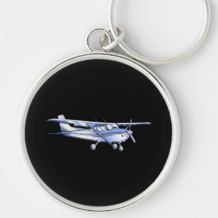 Flyg för flygplanklassikerCessna Silhouette på Rund Silverfärgad Nyckelring