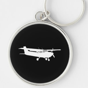 Flyg för flygplanklassikerCessna Silhouette på Rund Silverfärgad Nyckelring