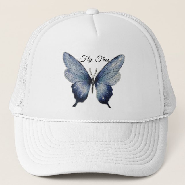 Flyg Fri – Blå Fjärils Konstdesign Keps (Framsida)