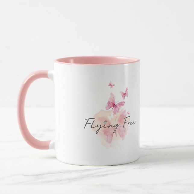 Flyg fritt 11 oz. Rosa Kaffe Mugg (Vänster)