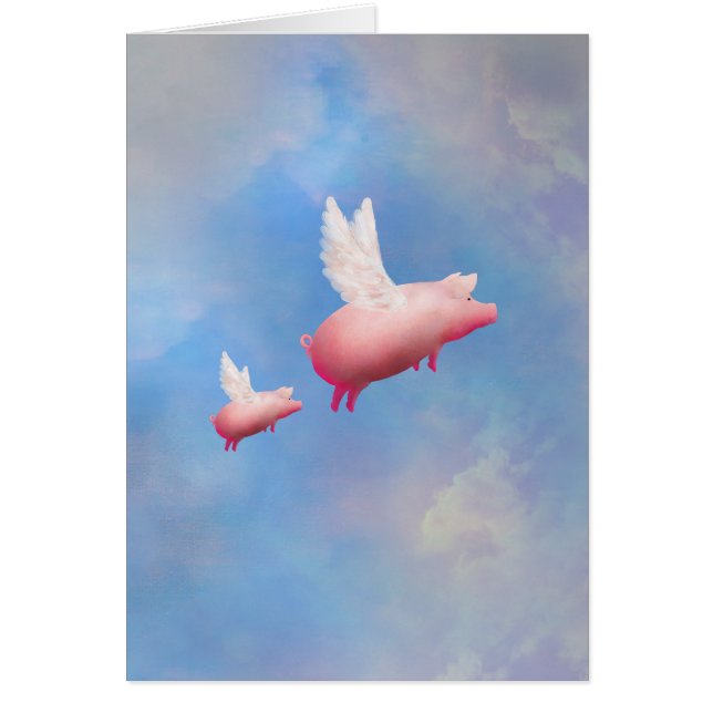 Flyg gris med sin gris hälsningskort (Framsidan)