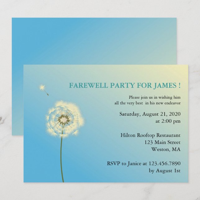 Flyg High farwell-inbjudningar Inbjudningar (Fram/baksida)