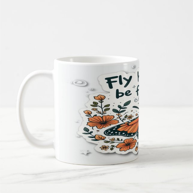 Flyg hög, var fri - inspiration och upplyftning kaffemugg (Vänster)
