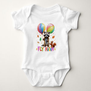 Flyg Högt Söt Tvättbjörn och Ekorre med Ballong T Shirt