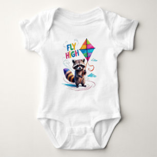 Flyg Högt Söt Tvättbjörn och Ekorre med Ballong T Shirt