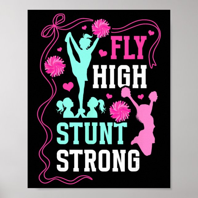 Flyg Högt Stunt Stark Glädje Flygare Cheerleading  Poster (Framsidan)