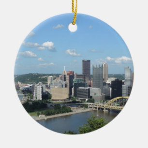 Flyg- i stadens centrum Pittsburgh horisont Julgransprydnad Keramik