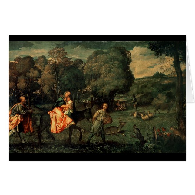 Flyg in i egyptenen, 1500s hälsningskort (Framsidan Horizontal)