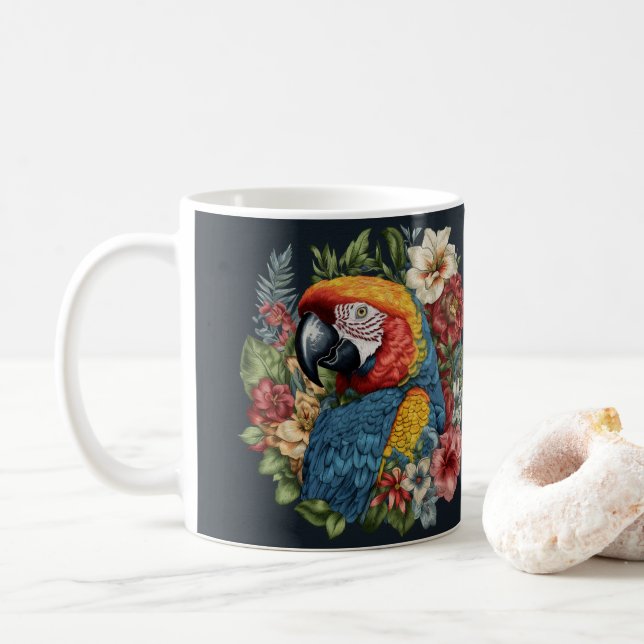 Flyg in i Vibrancy med parrot-Thated Mugg (Med munk)