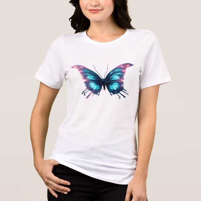Flyg Iväg Fjäril Färgglada Fjärilar på Vit T Shirt (Framsida)