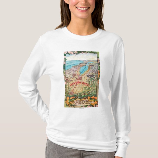 Flyg- karta av Santa Clara County T-shirt (Framsida)