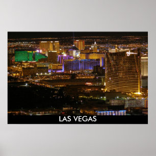 Flyg- Las Vegas remsa på natten - kickhöjd Poster