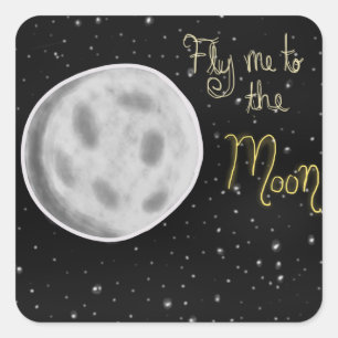 Flyg mig till Måne-Stickers Fyrkantigt Klistermärke