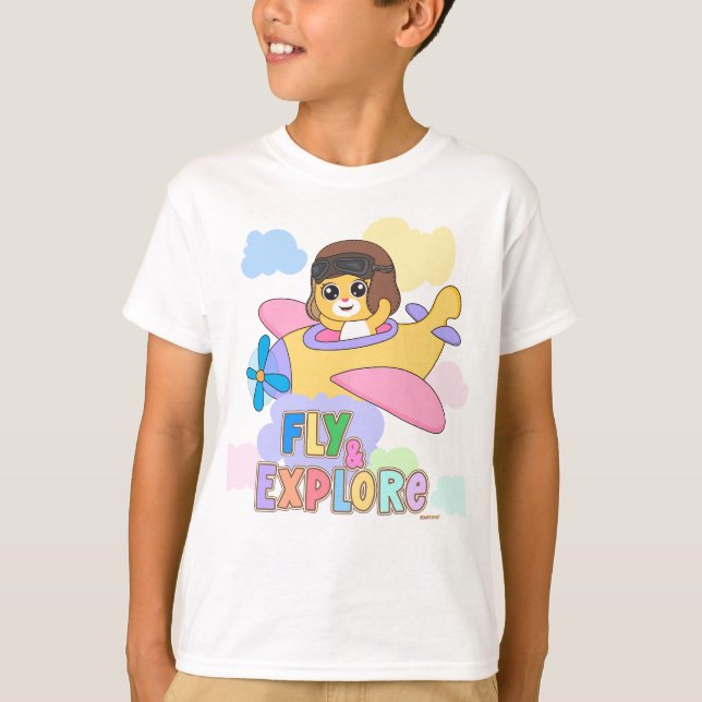 Flyg och utforska: för barn Speldesign T Shirt (Framsida)