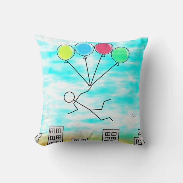Flyg över staden med ballonger kudde (Framsida)