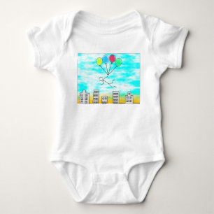 Flyg över staden med ballonger tee shirt