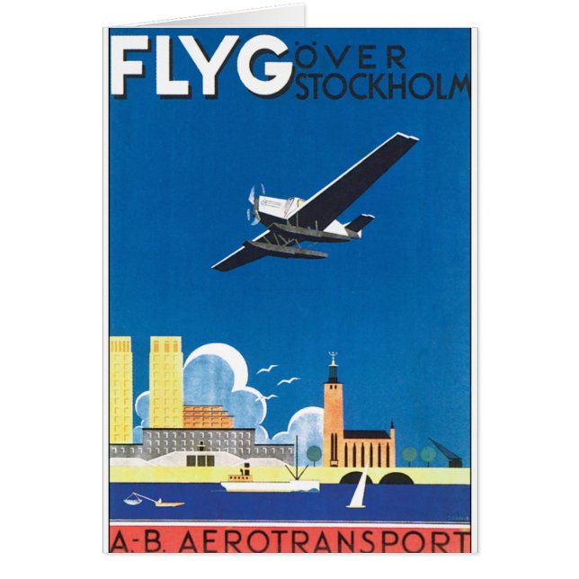Flyg över Stockholm Hälsningskort (Framsidan)