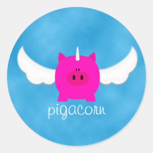 Flyg Pigacorn Runt Klistermärke