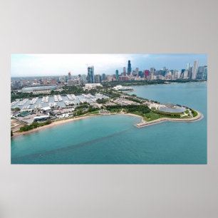 Flyg- shoreline beskådar av Lake Michigan i Poster